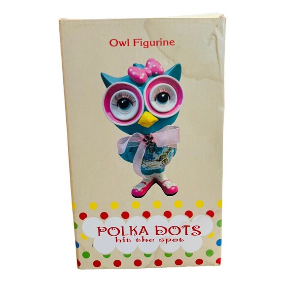 Cracker Barrel Owl Figurine Polka Dots Hits The Spot Colorful Unique Rare - Picture 10 of 14